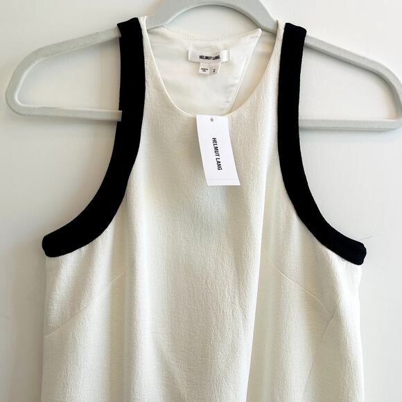 Helmut Lang Sugar Two-Tone Faux-Wrap Dress NEW Optic White Black Small - Picture 4 of 8